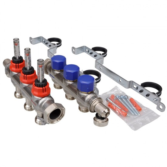 Fraenkische 3 Ağızlı Debi Göstergeli Paslanmaz Çelik Kollektör Seti