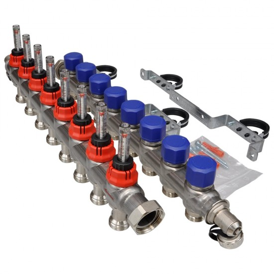 Fraenkische 8 Ağızlı Debi Göstergeli Paslanmaz Çelik Kollektör Seti