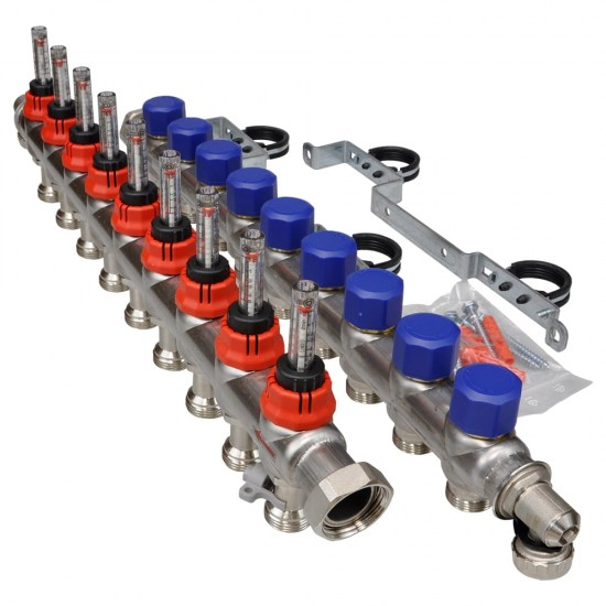 Fraenkische 9 Ağızlı Debi Göstergeli Paslanmaz Çelik Kollektör Seti