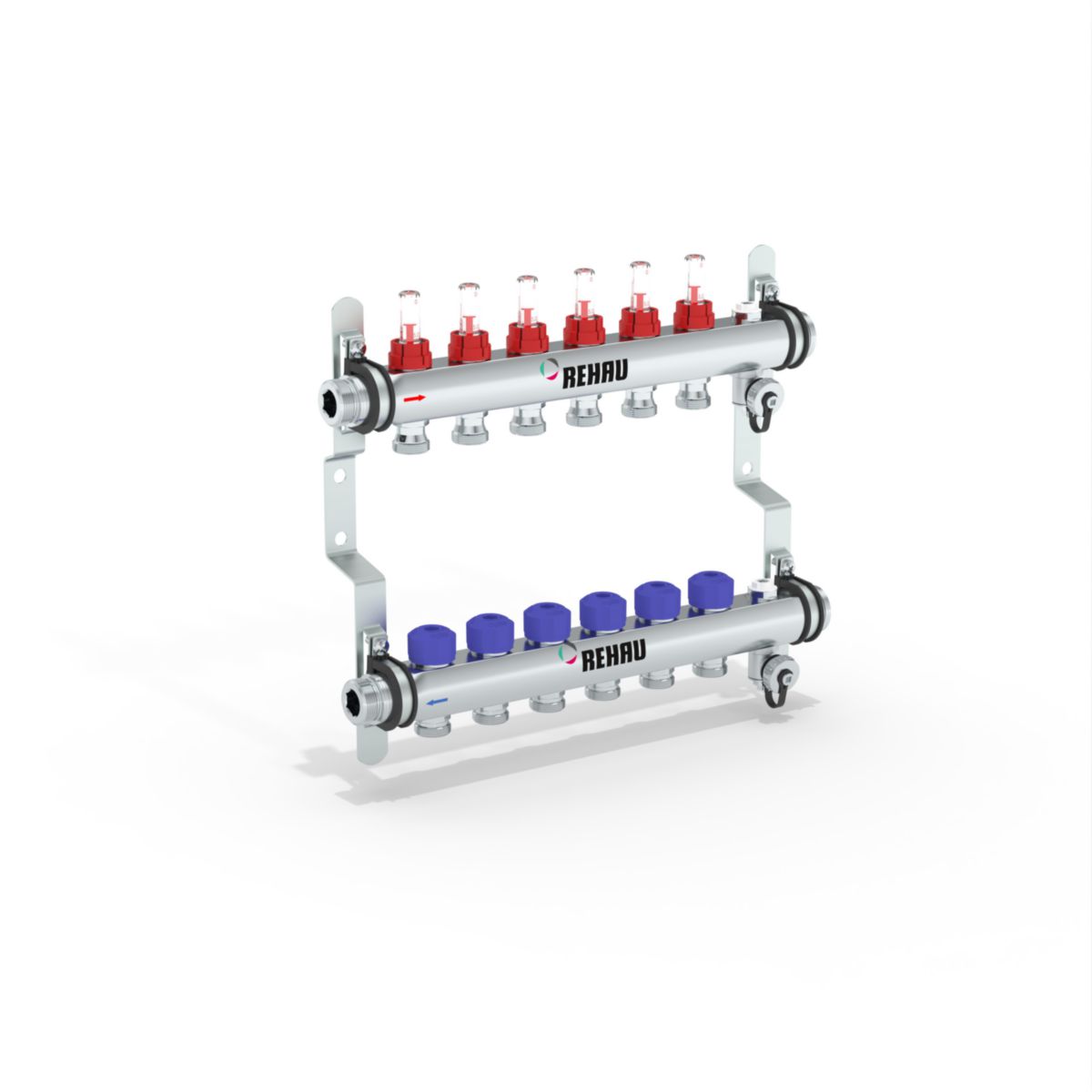 Rehau 6 lı Debi Göstergeli Çelik Kollektör Seti