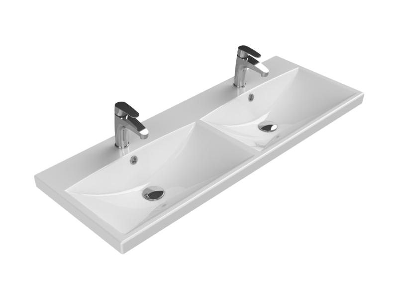 Turkuaz Elite Çift Hazneli Etajerli Lavabo 120x45 cm